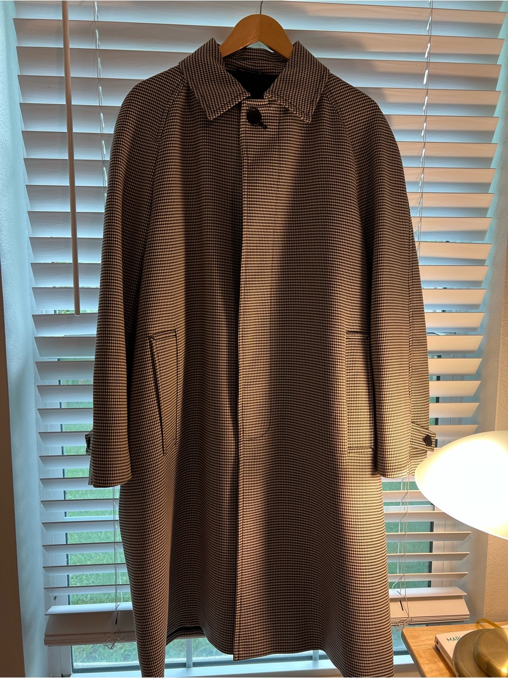 H&M Men's Brown Houndstooth Pea Coat